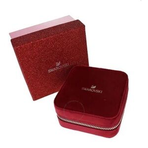 Swarovski Travel Jewelry Box Red Velvet Zip Around Organizer